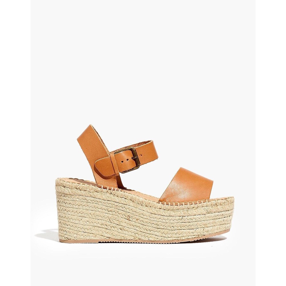 Soludos Minorca High Platform Espadrille Leather Sandals Nude Size 11 New In Box